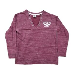 Liquid Energy Y2K Bone Daddy's Custom Cycle LG Wine Skull Biker Shirt L